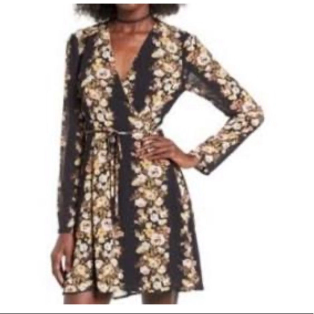 Wayf Black Floral Mini Dress